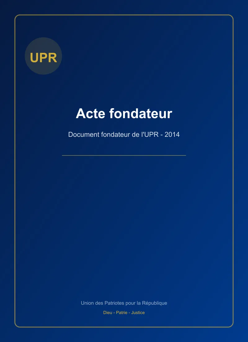 Couverture - Acte fondateur UPR 2014