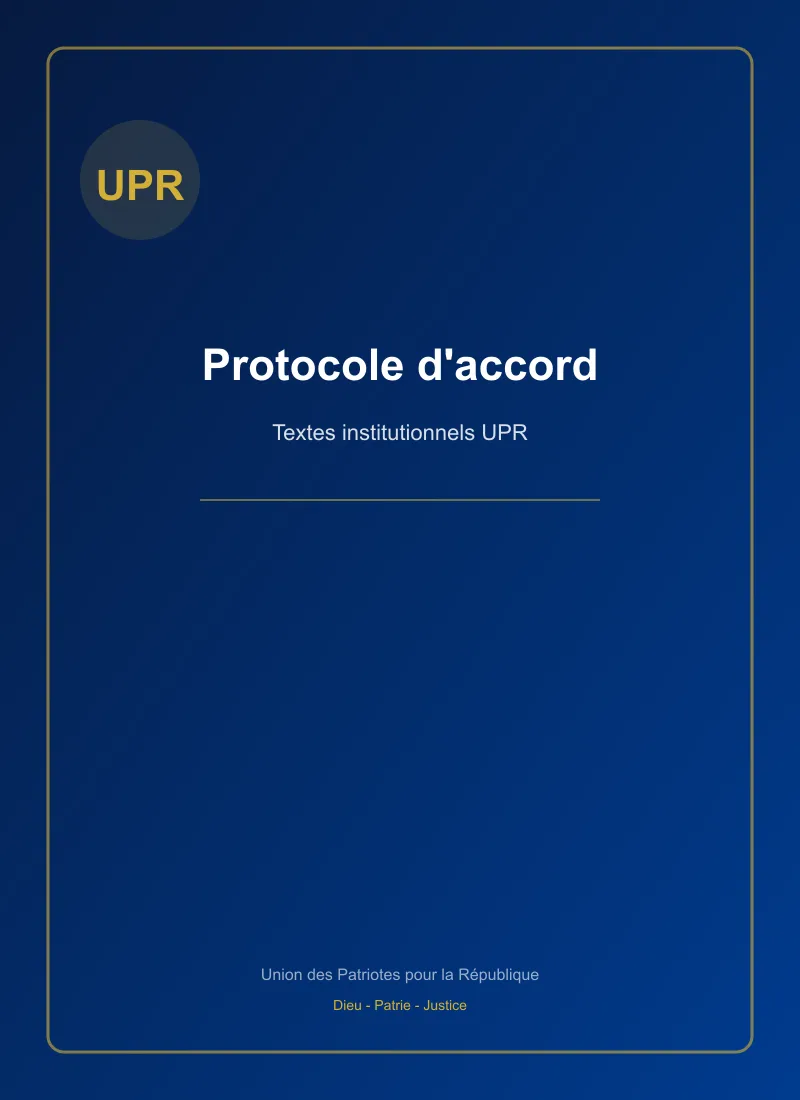 Couverture - Protocole d'accord UPR